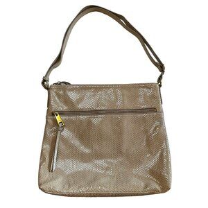 Margot New York Brown Embossed Leather Crossbody Purse Women's Shoulder Handbag